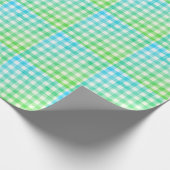 Kariert Gingham Lime Green Blue Modern Simple Karo Geschenkpapier (Ecke)