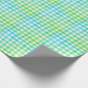 Kariert Gingham Lime Green Blue Modern Simple Karo Geschenkpapier