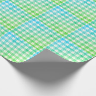 Kariert Gingham Lime Green Blue Modern Simple Karo Geschenkpapier