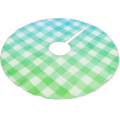 Kariert Gingham Lime Green Blue Modern Simple Karo Polyester Weihnachtsbaumdecke (Schrägansicht)