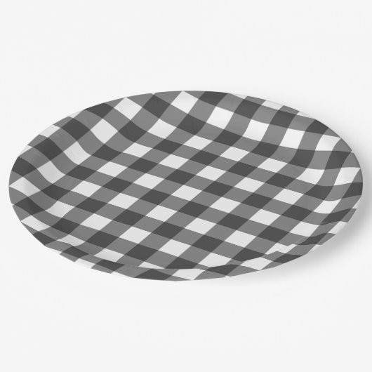 Kariert Gingham Pappteller (Schrägansicht)
