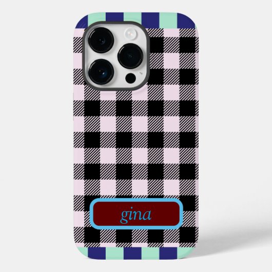 Kariert Gingham Personalisiert Case-Mate iPhone Hülle (Rückseite)