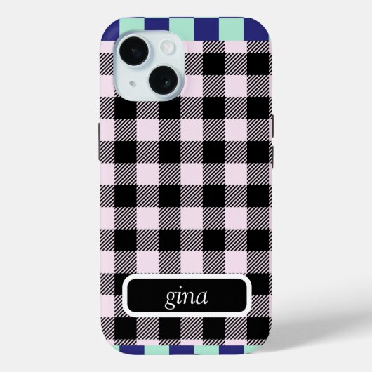 Kariert Gingham Personalisiert Case-Mate iPhone Hülle (Rückseite)
