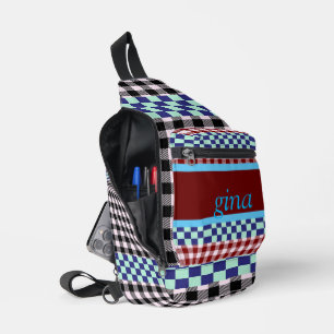 Kariert Gingham Personalisiert Crossbody Bag