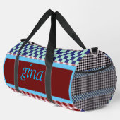 Kariert Gingham Personalisiert Duffle Bag (Rechte Ecke)