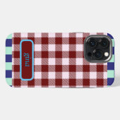 Kariert Gingham Personalisiert iPhone Hülle (Rückseite (Horizontal))