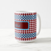 Kariert Gingham Personalisiert Kaffeetasse (VorderseiteRechts)