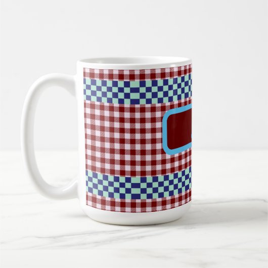 Kariert Gingham Personalisiert Kaffeetasse (Links)