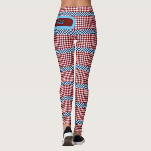 Kariert Gingham Personalisiert Leggings (Rückseite)