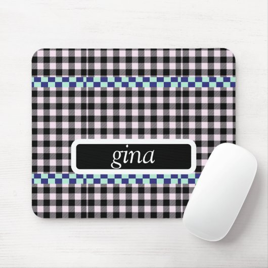 Kariert Gingham Personalisiert Mousepad (Mit Mouse)