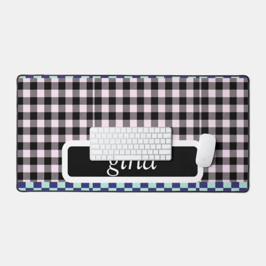 Kariert Gingham Personalisiert Schreibtischunterlage (Tastatur & Maus)