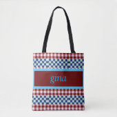 Kariert Gingham Personalisiert Tasche (Vorderseite)