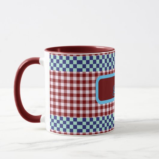 Kariert Gingham Personalisiert Tasse (Links)