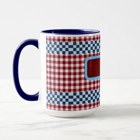 Kariert Gingham Personalisiert Tasse (Links)