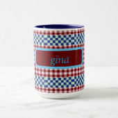 Kariert Gingham Personalisiert Tasse (Zentrum)