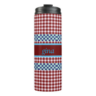 Kariert Gingham Personalisiert Thermosbecher