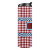 Kariert Gingham Personalisiert Thermosbecher (Nach links gedreht)