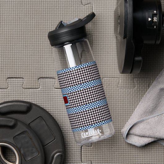 Kariert Gingham Personalisiert Trinkflasche (Fitnessstudio)