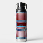 Kariert Gingham Personalisiert Trinkflasche (Vorderseite)