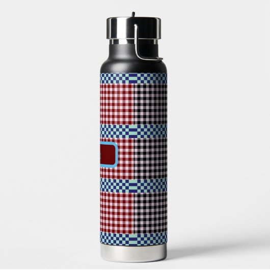 Kariert Gingham Personalisiert Trinkflasche (Links)