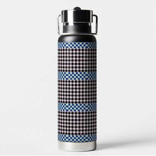 Kariert Gingham Personalisiert Trinkflasche (Hinten)