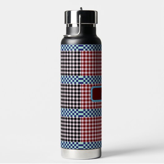 Kariert Gingham Personalisiert Trinkflasche (rechts)