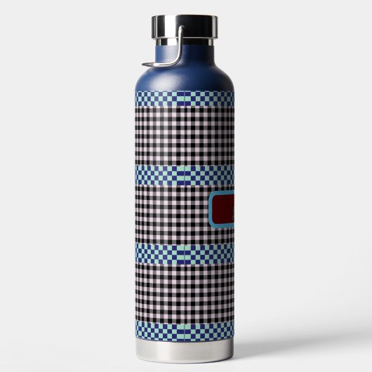 Kariert Gingham Personalisiert Trinkflasche (Rechts)