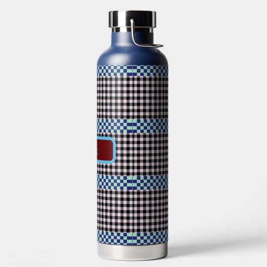 Kariert Gingham Personalisiert Trinkflasche (links)