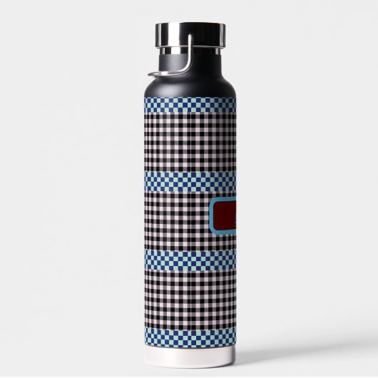 Kariert Gingham Personalisiert Trinkflasche (Rechts)