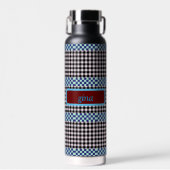 Kariert Gingham Personalisiert Trinkflasche (Vorne)