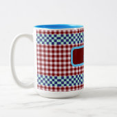 Kariert Gingham Personalisiert Zweifarbige Tasse (Links)