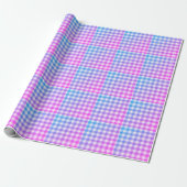 Kariert Gingham Pink Blue Modern Einfaches Karo Geschenkpapier (Ungerollt)