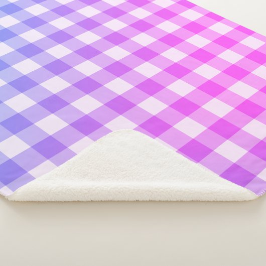 Kariert Gingham Pink Blue Modern Einfaches Karo Sherpadecke (3/4)