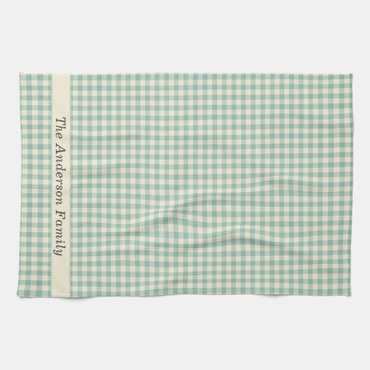 Kariert Gingham Rustic Familienname Bauernhof Geschirrtuch (Horizontal)
