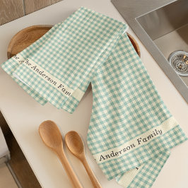 Kariert Gingham Rustic Familienname Bauernhof Geschirrtuch