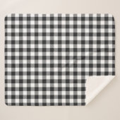 Kariert Gingham Schwarz-weiß Birthday Sherpadecke (Vorderseite (Horizontal))