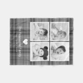 Kariert-Grau-Familiensammlung Personalisiert Fleecedecke (Vorderseite (Horizontal))