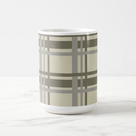 Kariert, grau und creme kaffeetasse (Mittel)