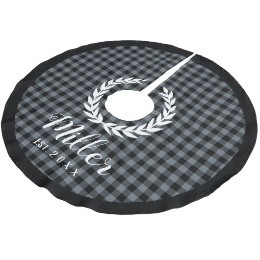 Kariert Graue Urlaubsbezeichnung + Weihnachten Polyester Weihnachtsbaumdecke (Schrägansicht)