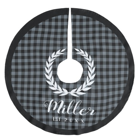 Kariert Graue Urlaubsbezeichnung + Weihnachten Polyester Weihnachtsbaumdecke (Vorderseite)