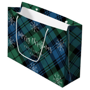 Kariert Green Blue Rustic Campbell Tartan Große Geschenktüte
