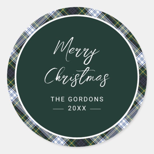 Kariert Green Rustic Clan Gordon Tartan Runder Aufkleber (Vorderseite)