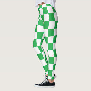 Kariert Grün und Weiß Leggings
