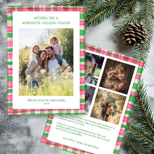 Kariert Handmade Christmas Custom 5 Foto Feiertagskarte