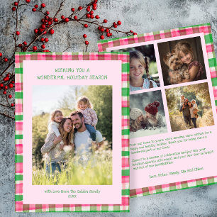 Kariert Handmade Christmas Custom 5 Foto Feiertagskarte