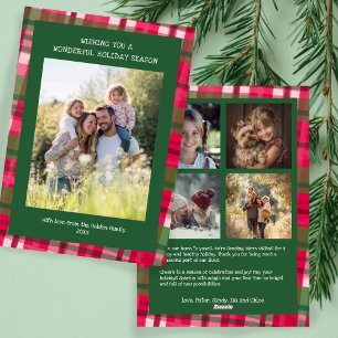 Kariert Handmade Christmas Custom 5 Foto Feiertagskarte