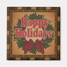 Kariert Happy Holiday Wreath Magnet