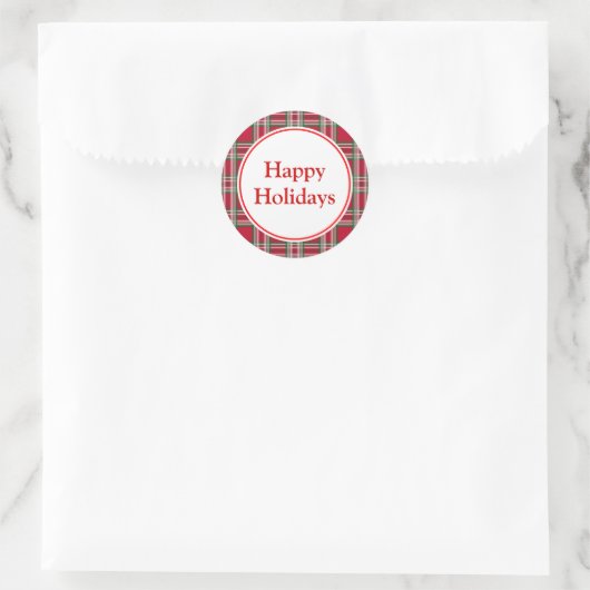 Kariert Happy Holidays Aufkleber (Tasche)