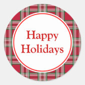 Kariert Happy Holidays Aufkleber (Vorderseite)
