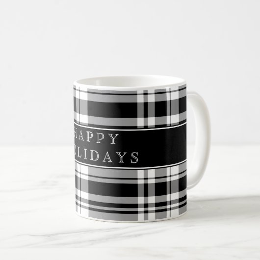 Kariert Happy Holidays Kaffee Tasse (VorderseiteRechts)